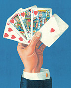 Hand Holding a Straight Flush Drawing by CSA Images Hand Holding a Straight Flush Drawing by CSA Images