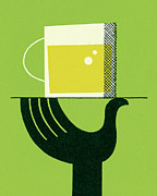 Hand Holding Tray with Beer Drawing by CSA Images Hand Holding Tray with Beer Drawing by CSA Images