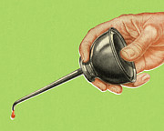 Hand Using an Oil Can Drawing by CSA Images