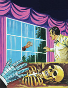 Hands Reaching For Man and Skeleton Drawing by CSA Images