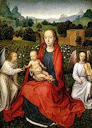 Hans Memling / 'The Virgin and Child between two Angels', 1480-1490, Flemish School. CHILD JESUS. Painting by Hans Memling -c 1433-1494-