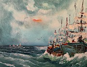 Harbor Painting by Miroslaw Chelchowski Harbor Painting by Miroslaw Chelchowski