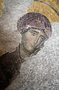 Head Of The Virgin Mary In Hagia Sophia Mosaic Painting by Byzantine School
