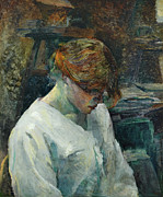 Henri de Toulouse-Lautrec -Albi, 1864-Langon, 1901-. La Rousse in a White Blouse -1889-. Oil on c... Painting by Henri de Toulouse Lautrec -1864-1901-