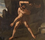 'Hercules Fighting Against Anteus', 1634, Spanish School, Oil on canvas, ... Painting by Francisco de Zurbaran -c 1598-1664-