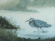 Heron in Mist Painting by Deborah Smith