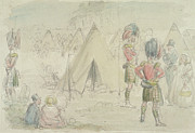 Highland Regiment In Camp Painting by John Leech