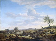 Hilly Landscape with a High Road. Painting by Adriaen Van De Velde