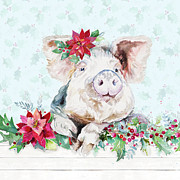 Holiday Little Piggy Painting by Patricia Pinto