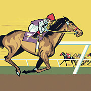 Horse Race Drawing by CSA Images