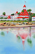 Hotel Del Coronado Reflection Painting by Mary Helmreich