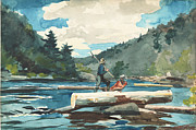 'hudson River' - Logging, 1892 (watercolour Over Graphite On White Wove Watercolour Paper) Painting by Winslow Homer