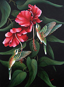 Hummingbird  Duet Painting by Carol J Rupp