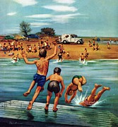 Ice Cream Truck At The Beach Drawing by Stevan Dohanos