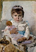 Ignacio Pinazo Camarlench / 'Girl with a Doll', Spanish School. Painting by Ignacio Pinazo Camarlench -1849-1916- Ignacio Pinazo Camarlench / 'Girl with a Doll', Spanish School. Painting by Ignacio Pinazo Camarlench -1849-1916-