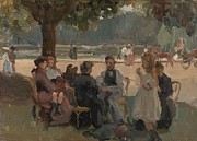 In the Bois de Boulogne near Paris. Painting by Isaac Israels -1865-1934-