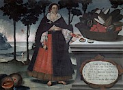 Indian Woman in Full Dress - 1783 - oil on canvas - Quito School. Painting by Vicente Alban -b c 1725-