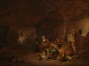Interior of a barn. Painting by Egbert Lievensz van der Poel