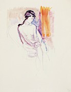 Istuva Malli, Luonnos Drawing by Magnus Enckell
