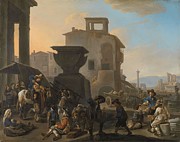 Italian Marketplace with a Quack Dentist. Marketplace in an Italian Town, with an Itinerant Tooth... Painting by Johannes Lingelbach