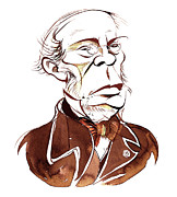Jacques Fromental Halévy - Sepia Caricature Painting by Neale Osborne