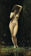 Jean-Baptiste-Camille Corot -Paris, 1796-1875-. Diana Bathing -The Fountain- -ca. 1869 - 1870-. O... Painting by Jean Baptiste Camille Corot -1796-1875-