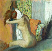 Jeune femme se sechant la nuque, 1895 Young woman drying her neck. RF 4044. Painting by Edgar Degas -1834-1917- Jeune femme se sechant la nuque, 1895 Young woman drying her neck. RF 4044. Painting by Edgar Degas -1834-1917-