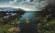 Joachim Patinir / 'Crossing the River Styx', 1520-1524, Flemish School, Oil on panel. Cerberus. Painting by Joachim Patinir -c 1480-1524-