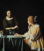 Johannes Vermeer / 'Lady with Her Maidservant Holding a Letter', 1666. Painting by Jan Vermeer -1632-1675- Johannes Vermeer / 'Lady with Her Maidservant Holding a Letter', 1666. Painting by Jan Vermeer -1632-1675-