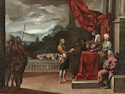 'Joseph Explains the Pharaoh's Dreams'. 1655 - 1660. Oil on canvas. Painting by Antonio del Castillo y Saavedra -1616-1668- 'Joseph Explains the Pharaoh's Dreams'. 1655 - 1660. Oil on canvas. Painting by Antonio del Castillo y Saavedra -1616-1668-