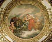 Juno In Her Chariot Attended By Two Peacocks, Ceiling Of The Elizabeth Saloon Painting by Matthew Cotes Wyatt