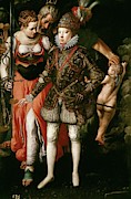 Justus Tiel / 'Allegory of the Education of Philip III', ca. 1590, Flemish School. CUPID. CRONOS. Painting by Justus Tiel -16th cent -