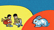 Kids and bunny Drawing by CSA Images Kids and bunny Drawing by CSA Images