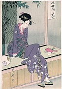 Kitagawa Utamaro -Copy- / 'Mujer sentada en una veranda', ca. 1798, 20th century, Japanese School. Drawing by Kitagawa Utamaro -1753-1806-