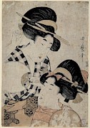 Kitagawa Utamaro, Yamashiroya Toemon / 'Dos jovenes mujeres con abanico', 1790-1800. Drawing by Kitagawa Utamaro -1753-1806- Yamashiroya Toemon -19th cent -