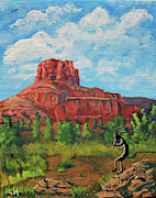 Kokopelli and Bell Rock, Sedona, Arizona  Painting by Chance Kafka