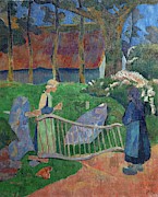 La barriere fleurie, Le Pouldu, Finisterre,1889 Canvas, 73 x 60 cm RF 1980-52. Painting by Paul Serusier -1864-1927-