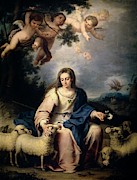 'La Divina Pastora', ca. 1732, Spanish School, Oil on canvas, 167 cm ... Painting by Bernardo German Llorente -1680-1759-