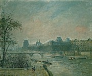 La Seine et le Louvre, 1903 Paris Seine river and Louvre Palace. Canvas 46 x 55 cm R. F. 1972-32. Painting by Camille Pissarro -1830-1903-