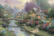 Lamplight Bridge Painting by Thomas Kinkade