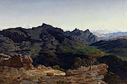 'Landscape of the Sierra de las Agujas, as seen from the Caball-Vernat Ri... Painting by Antonio Munoz Degrain -1840-1924- 'Landscape of the Sierra de las Agujas, as seen from the Caball-Vernat Ri... Painting by Antonio Munoz Degrain -1840-1924-
