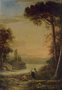 Landscape, The Archangel Raphael And Tobias Painting by Claude Lorrain