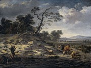 Landscape with Cattle on a Country Road. Painting by Jan Wijnants Landscape with Cattle on a Country Road. Painting by Jan Wijnants