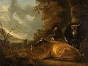Landscape with Cows and a Young Herdsman. Painting by Aelbert Cuyp -mentioned on object-