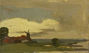 Landscape with the windmill of Wijk bij Duurstede. Painting by Willem Witsen -1860-1923- Landscape with the windmill of Wijk bij Duurstede. Painting by Willem Witsen -1860-1923-