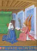 Les Heures d'Etienne Chavalier Annunciation of The Virgin Mary's approaching death. around 1445. Drawing by Jean Fouquet -c 1420-1481- Les Heures d'Etienne Chavalier Annunciation of The Virgin Mary's approaching death. around 1445. Drawing by Jean Fouquet -c 1420-1481-