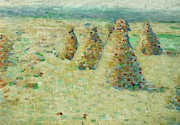 Les villottes, petites meules en Normandie, 1887-1889 Haystacks in Normandy. Painting by Charles Angrand
