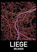 Liege City Map Digital Art by HELGE Art Gallery