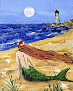 Lighthouse Mermaid Painting by Follow Themoonart