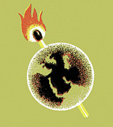 Lit Match and Globe Drawing by CSA Images Lit Match and Globe Drawing by CSA Images